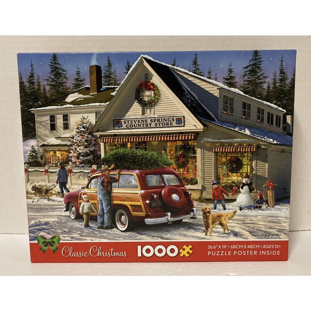 Ceaco Classic Christmas Route 66 Country Store 1000 Pc Jigsaw Puzzle Complete